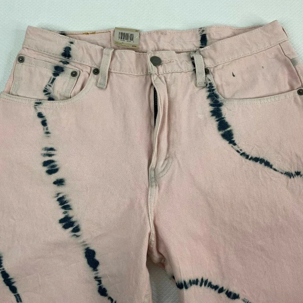 Levis Mens 569 Denim Shorts Jorts Size 31 Pink Blue Tie Dye Loose Straight